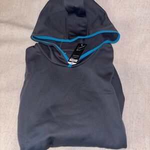 Gray Hoodie with Blue Trim